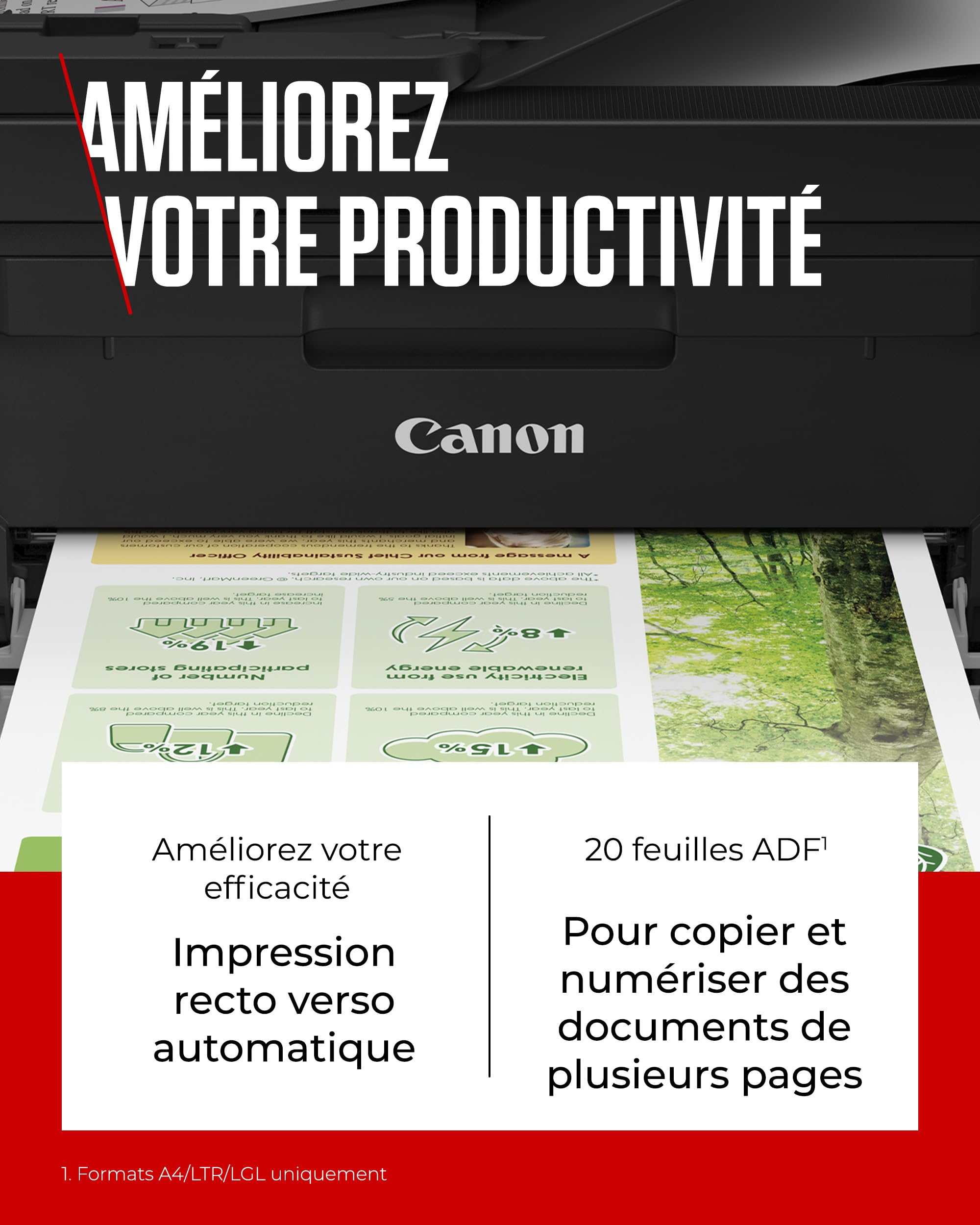 Canon PIXMA TR4750i - Imprimante Couleur 4-en-1 - Impression, Numérisation, Copie, Télécopie - Imprimante WiFi Recto-Verso, CAD 20 Feuilles, Imprimante Photo, Compatible avec Le PIXMA Print Plan