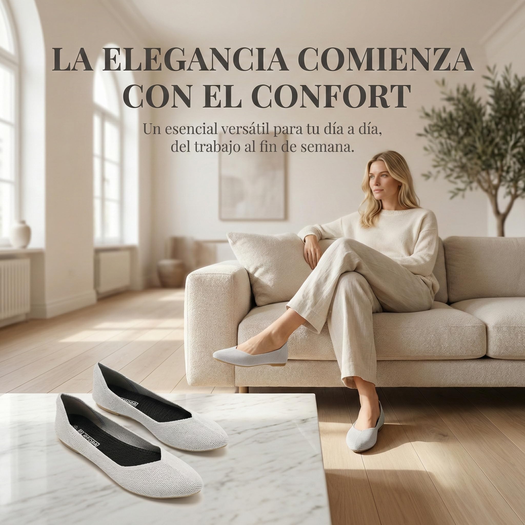 GLAMORA Bailarinas Mujer Punta Fina Manoletinas Punto Zapatos Planos Slip On Calzado Transpirable Ligero Ballet Flats Cómodos Tejido Flexible Primavera Verano