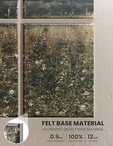 Miniatura 3 de Paneles acústicos de arte de pared, paneles de pared insonorizados de 47 x 31 pulgadas, paquete de 8 con 50 pestañas adhesivas extraíbles seguras,