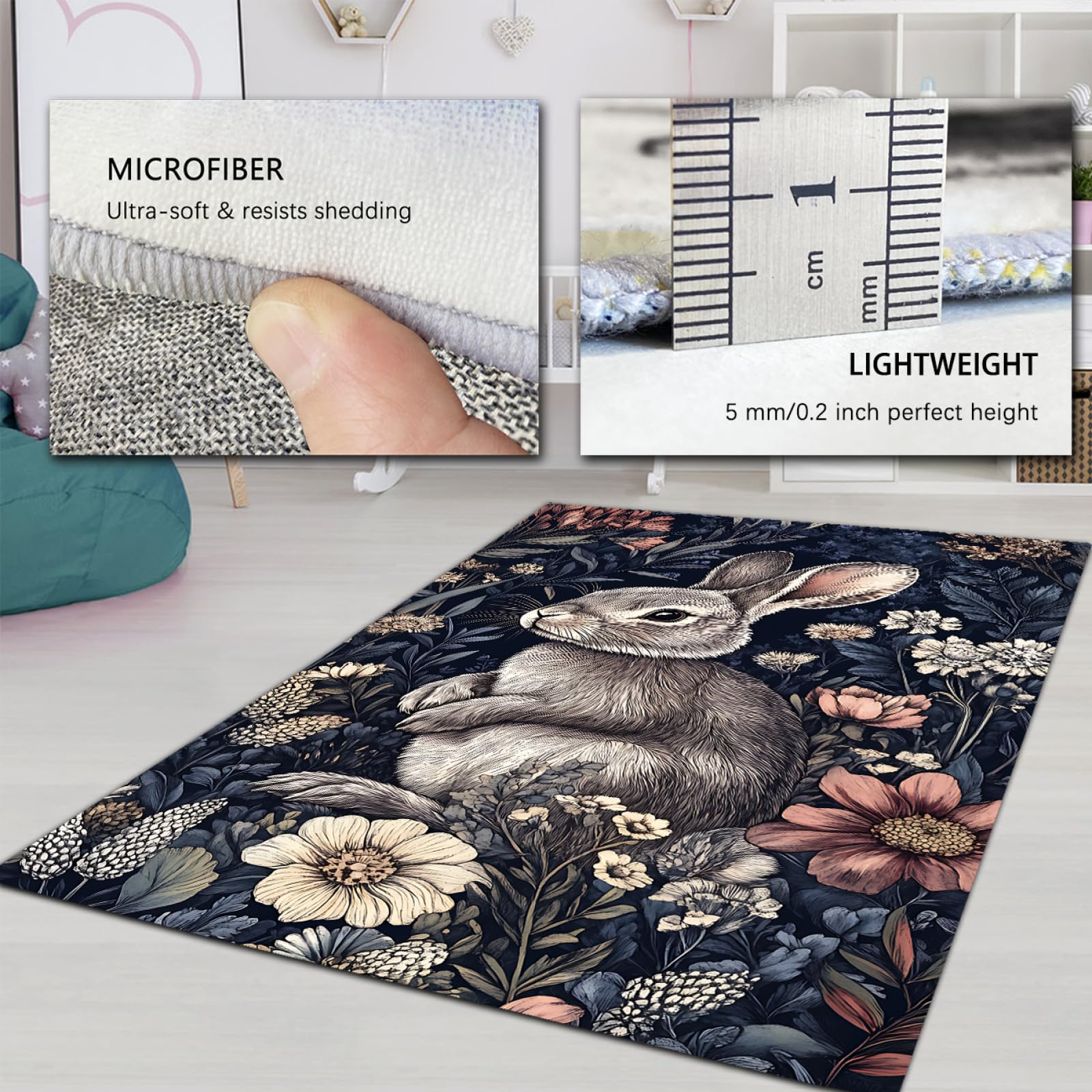 Dywaniki ze zwierzętami leśnymi do salonu las królik nadruk miękki dywan do sypialni duży zmywalny odporny na plamy wycieraczka wejściowa 140 x 200 cm