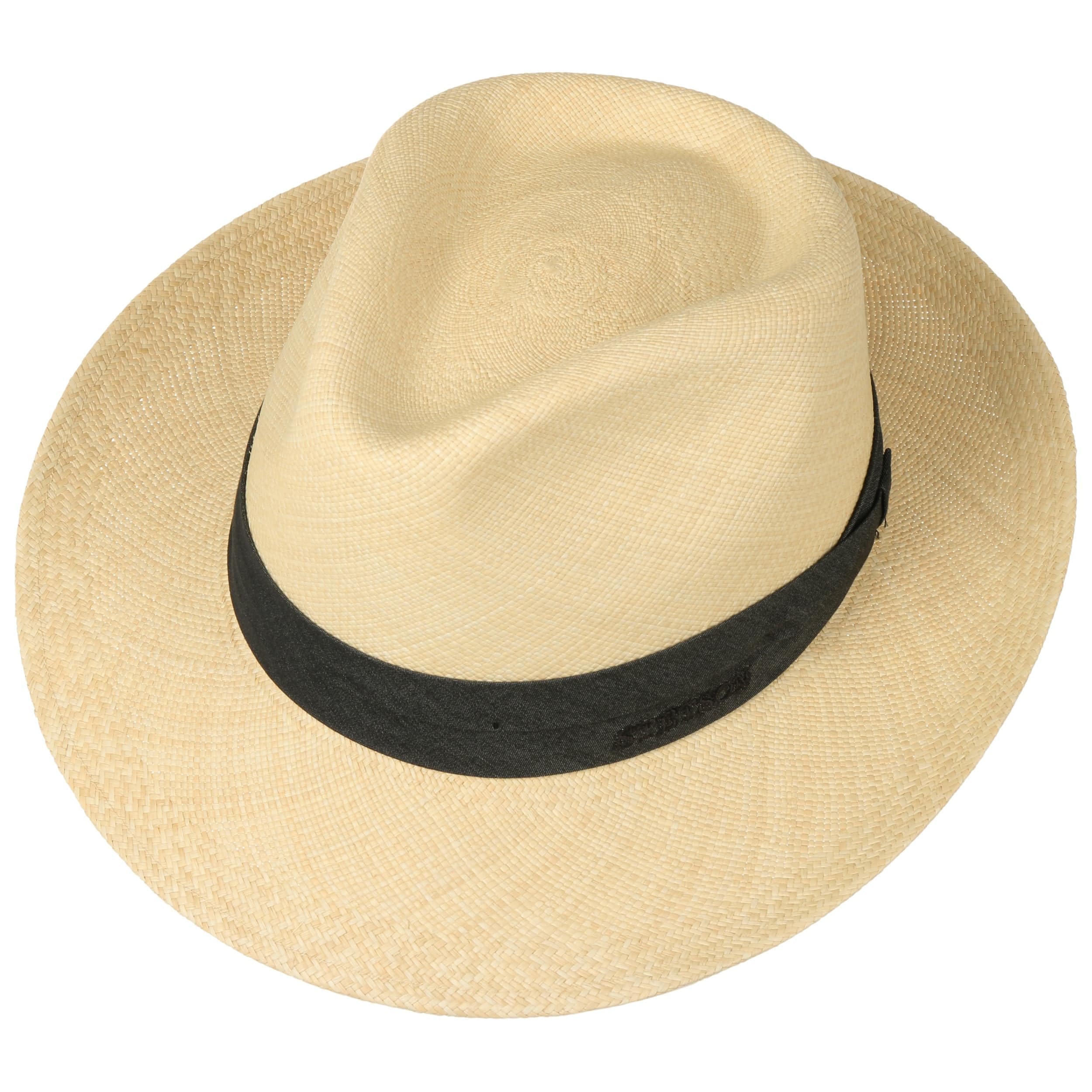 Stetson CHAPEAUSHOP Jenkins Chapeau Panama Bogart avec Bande en Tissu Protection UV 40 Fabrique en Italie Homme Printemps Ete