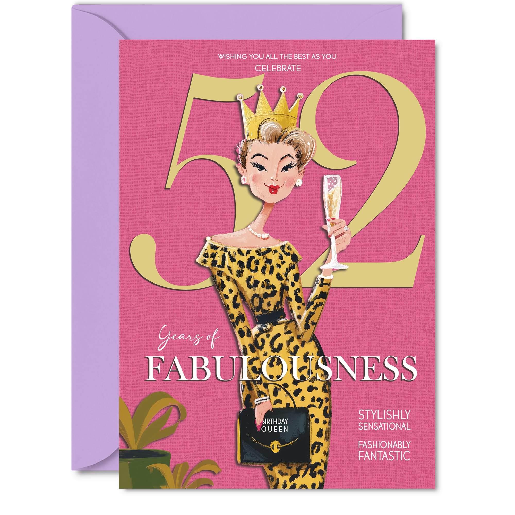 52nd Birthday Cards for Women - Years Of Fabulousness - Happy Birthday Card for 52 Year Old Woman Neighbour Nanny Auntie Nan, A5 Bday Greeting Cards