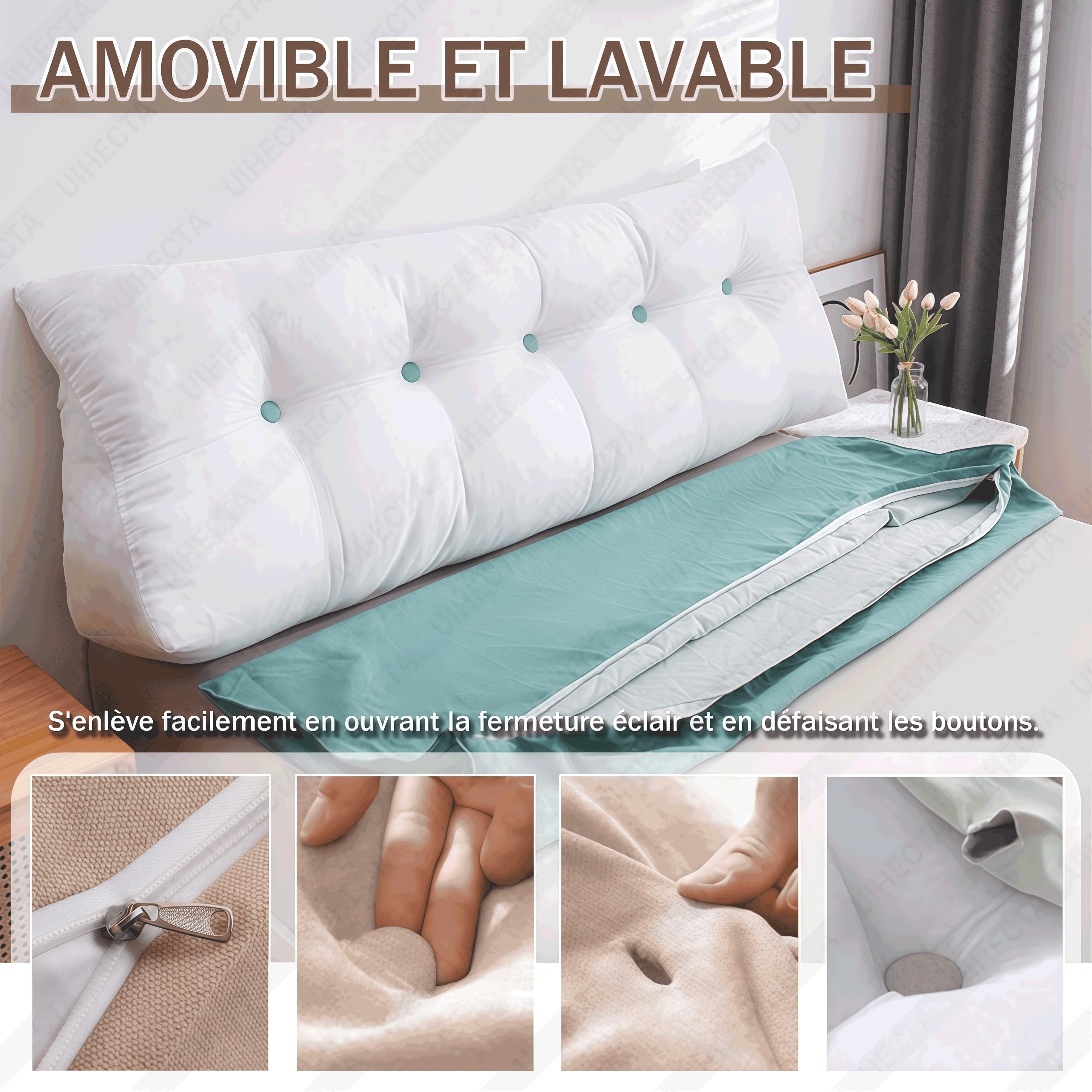 Cuscino A Cuneo Triangolare Cuscino Da Lettura Testiera Schienale Testiera Removibile Cuscino Lombare A Cuneo Sostegno Posizionamento Bolster Per Camera Divano Letto,Verde,L120×W20×H50cm