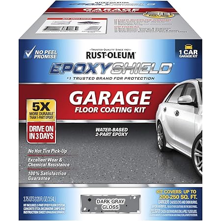 Rust-Oleum 327081 EPOXYSHIELD Garage Floor Coating, 1 Car Kit, Dark Gray