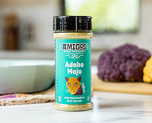 Vista 4 de Amigos Spice Company Adobo Mojo, Premium Adobo Seasoning Blend, condimento multiusos (1 frasco) 5.6 onzas
