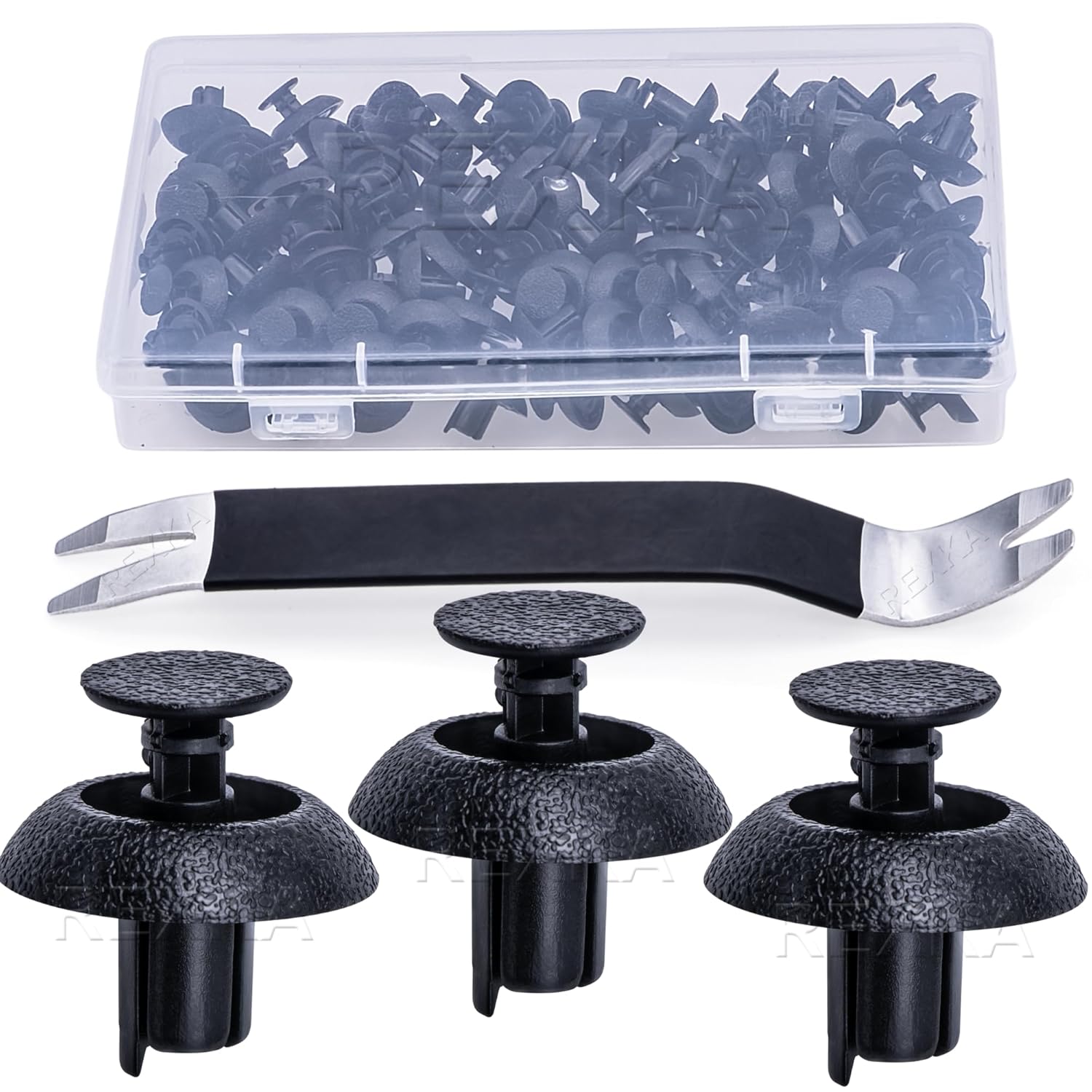 Rexka 50pcs Retainer Clips with Trim Remover for Toyota/Lexus (7mm hole)