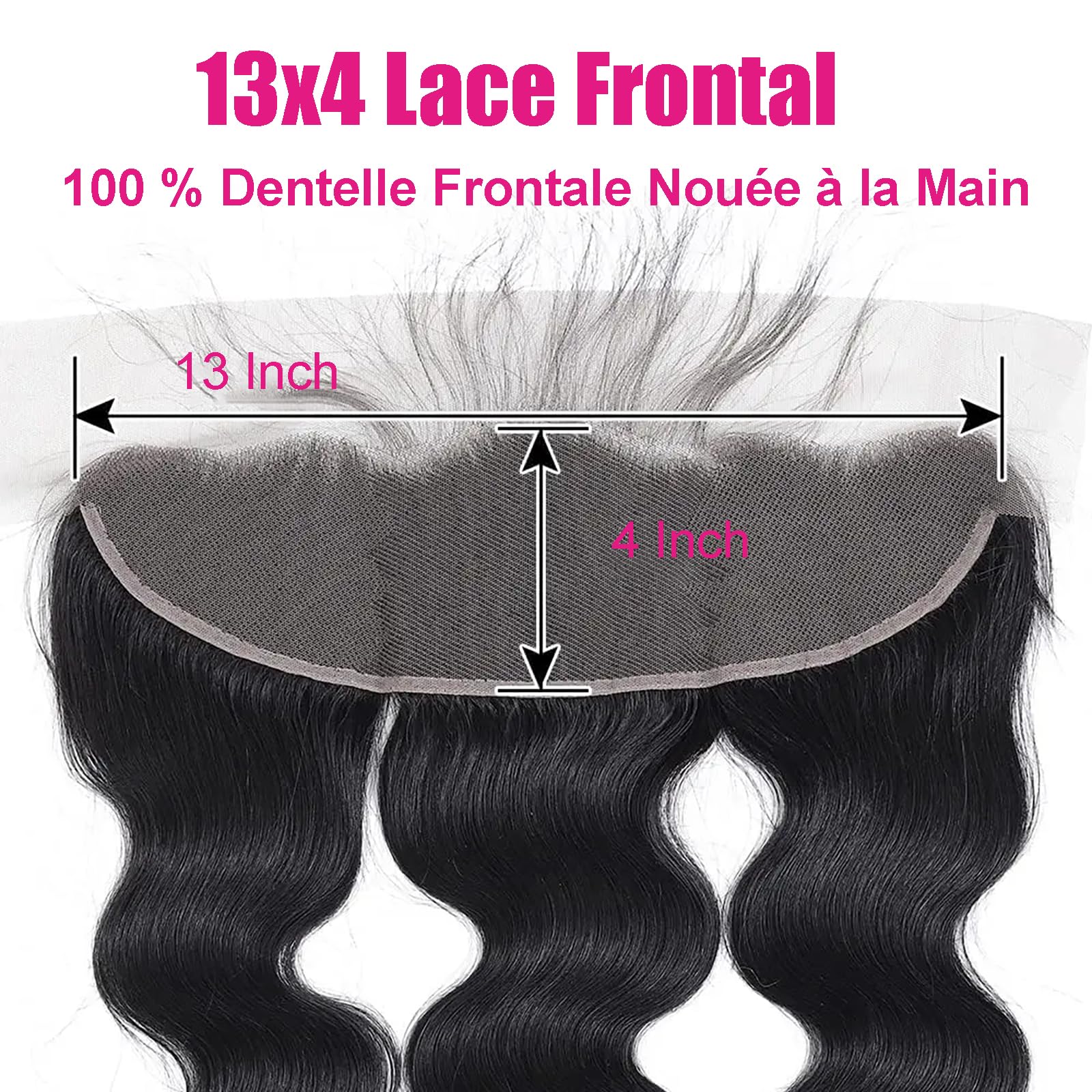 13X4 Tissage Naturel Cheveux Humain Closure Body Wave 12 Pouces