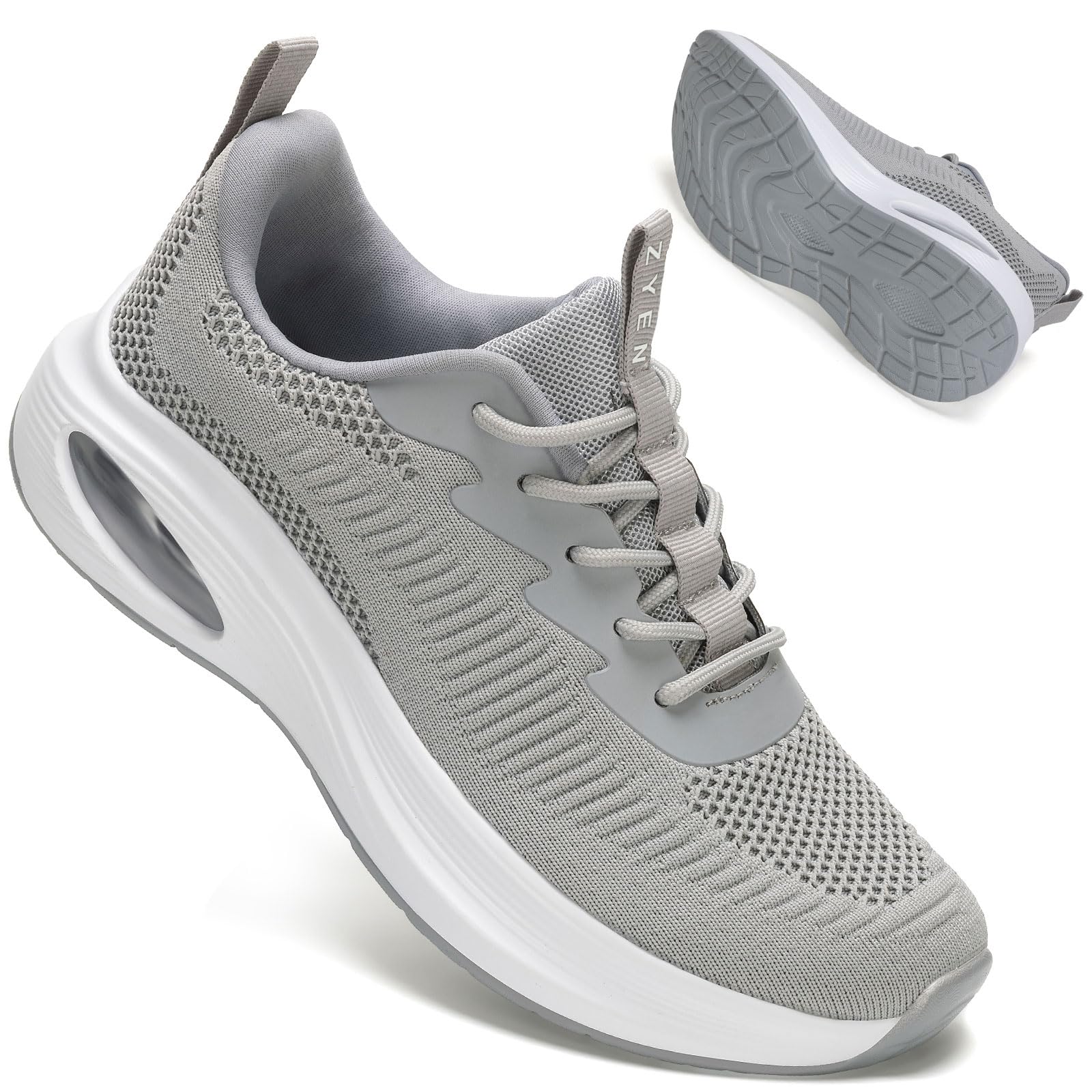 ZYEN Damen breite füße Schuhe, luftgepolsterte extra breite Schuhe, atmungsaktive Sportschuhe, leichte und Bequeme Damen-Laufschuhe, Sneaker für das Training im Fitnessstudio 8832 Full Grey 38