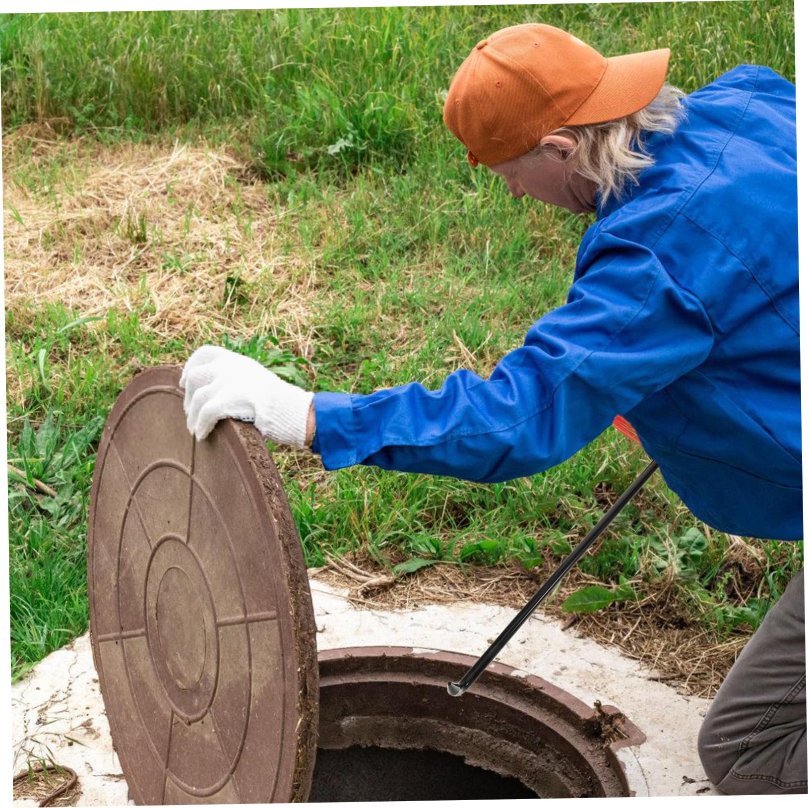 Garneck Manhole Hook Tool Roll up Door Hook Metal Lifter for Manhole Cover Easy to Operate