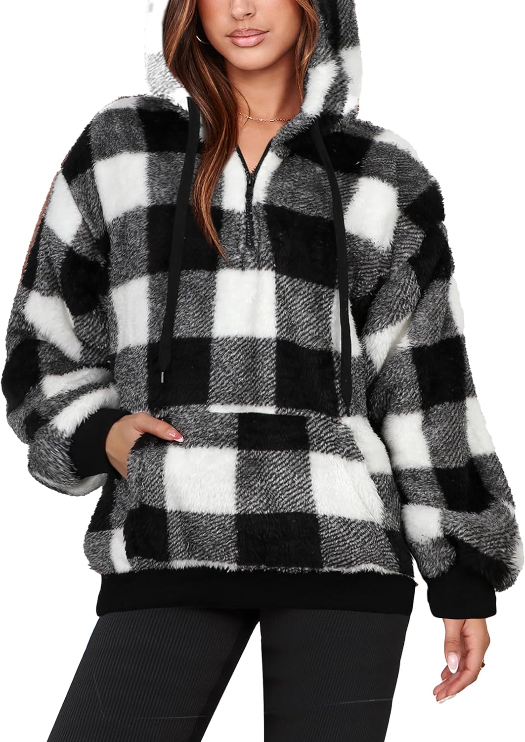 NIeyook Sherpa Fleece Hoodies for Women Fuzzy Oversized Zip up Hoodie with Pockets Casual Pullover Hooded Sweatshirt