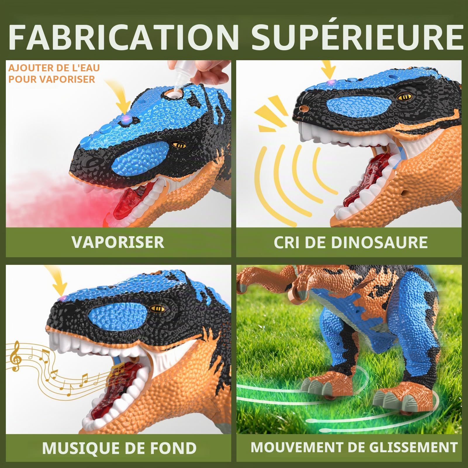 Grand Jouet Dinosaure Tyrannosaurus Rex avec 10 Mini-Dinosaures, brumisateur à Eau et Rayon Lumineux Rouge, rugissements de Tonnerre et Effets sonores pour Enfants de 3, 4, 5, 6 Ans.