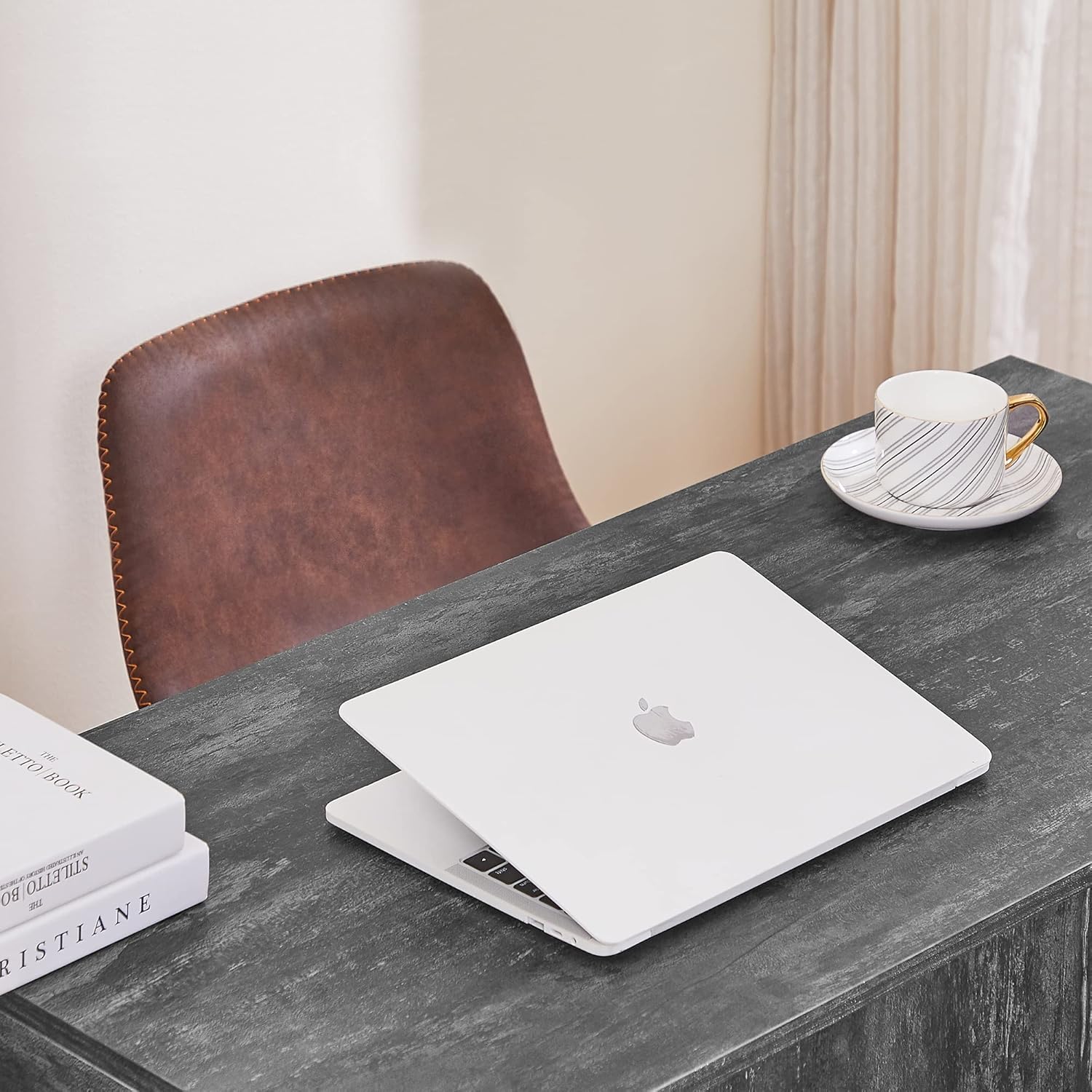 VECELO 39.3" Home Office Work Table with Drawers,Computer Desk with Hairpin Leg for Writing/Study,Charcoal Grey