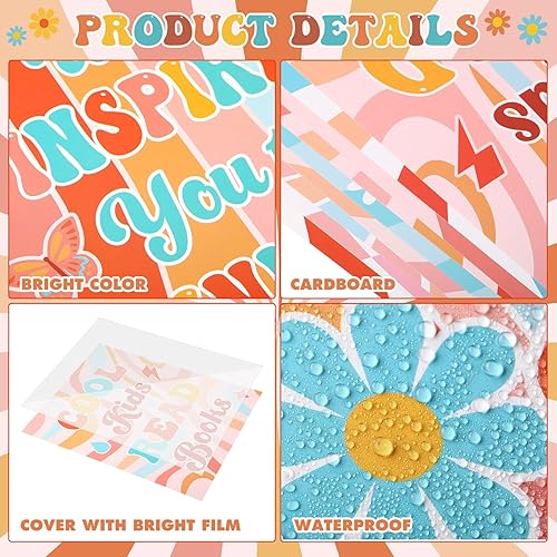 Miniatura 3 de Supervitae 1 juego de póster de lectura retro, juego de decoración de aula de lectura, groovy, retro, motivacional, tablón de anuncios, póster