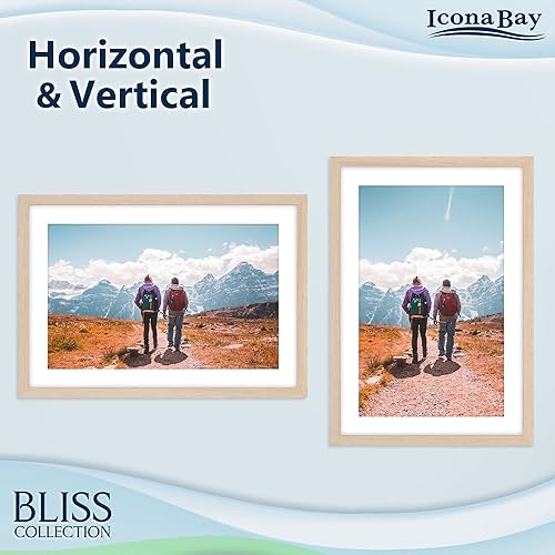 Miniatura 4 de Icona Bay - Portarretratos de roble claro de 11 x 17 pulgadas, se adapta a fotos de 10 x 16 pulgadas con paspartú a imagen de 9 x 14 pulgadas -