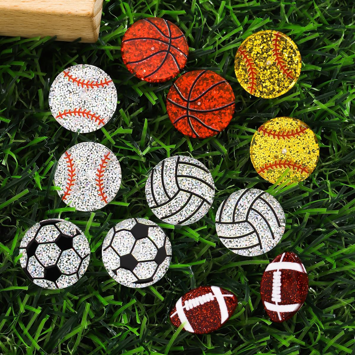 6 Pairs Cute Sport Acrylic Stud Earrings Set for Women Football Baseball Basketball Volleyball Soccer Softball Glitter Stud Earrings Soprt Lover Jewelry Game Day Accessories Gifts - Image 5