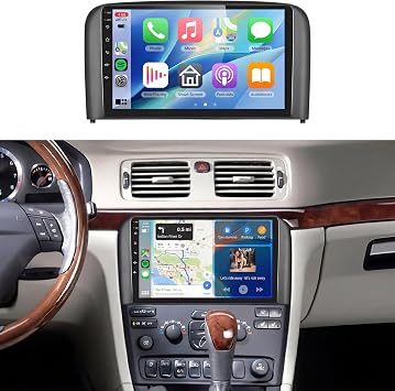 Android 15 Radio for Volvo S80 1999-2006 Car Stereo with Wireless Carplay Android Auto,5.0 Bluetooth 32EQ,9inch 1280x720P IPS Touch Screen,FM/RDS GPS WiFi HD Backup Camera