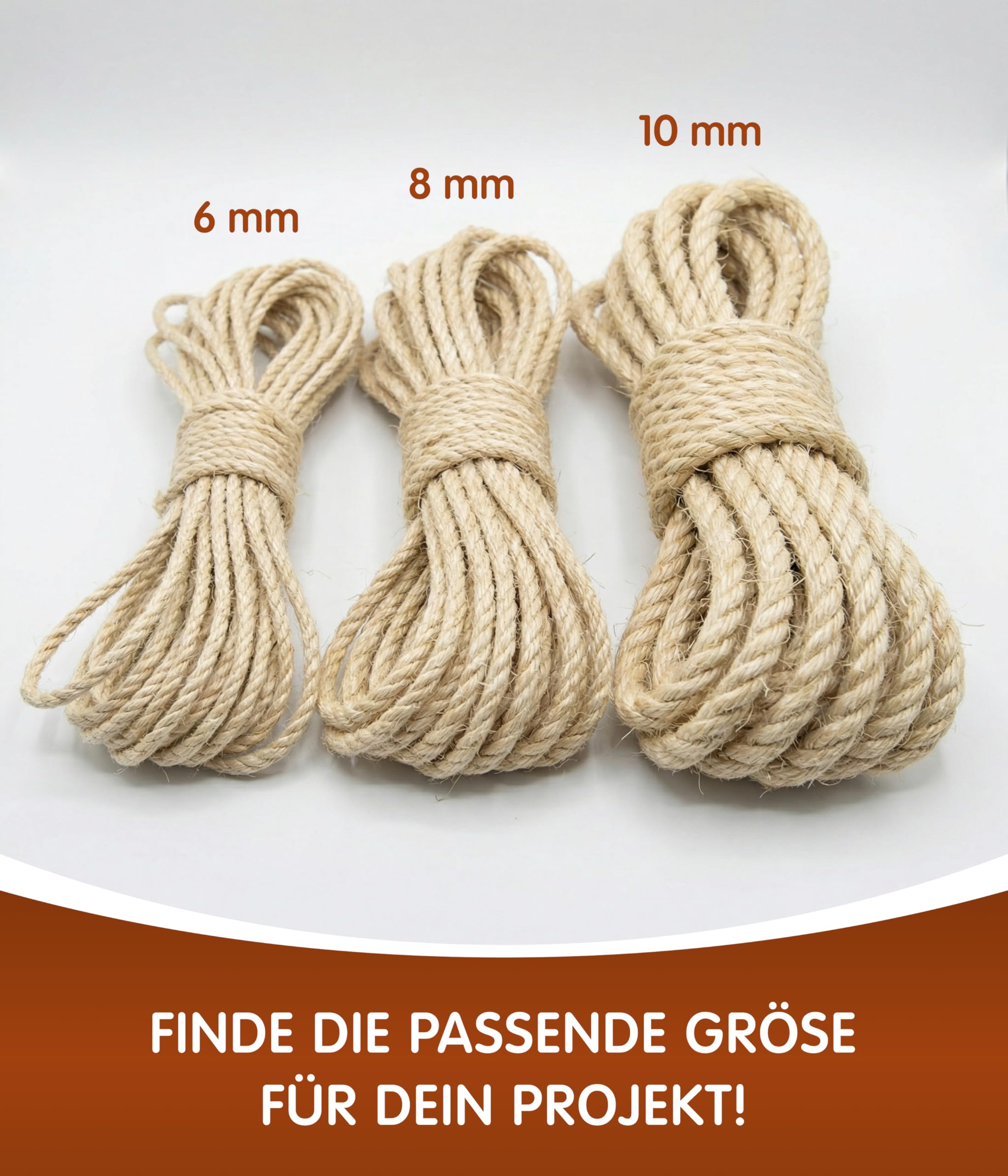 Seil-Shop Sisalseil Kratzbaumseil 6/8/10mm - versch. Längen, 100% Naturprodukt - ohne Zusatzstoffe SPITZENQUALITÄT Sisal Schnur für Kratzbaum (6mm - 220m)