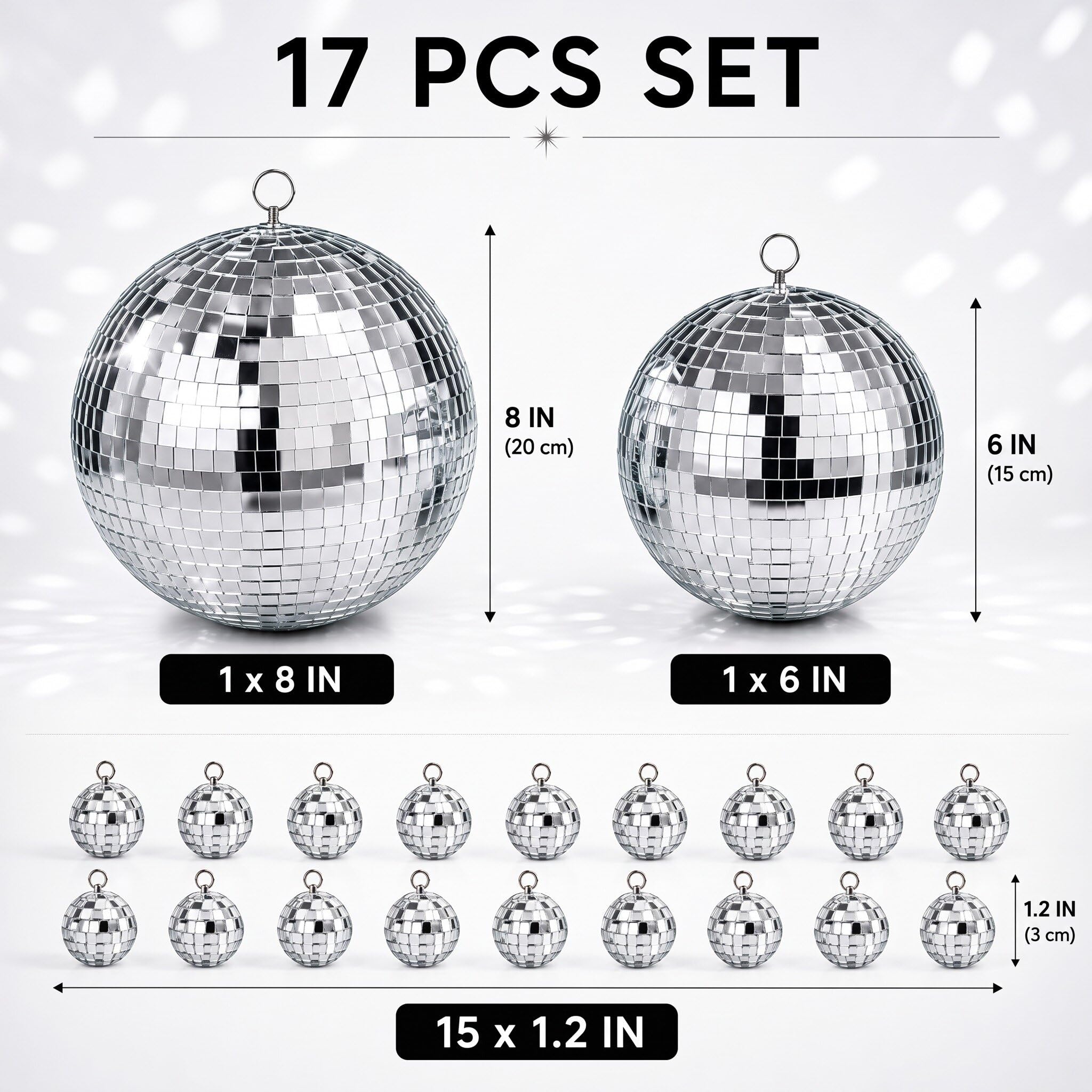 Amazon.com: WILLBOND 17 Pcs Large Mirror Disco Ball Set, Multi