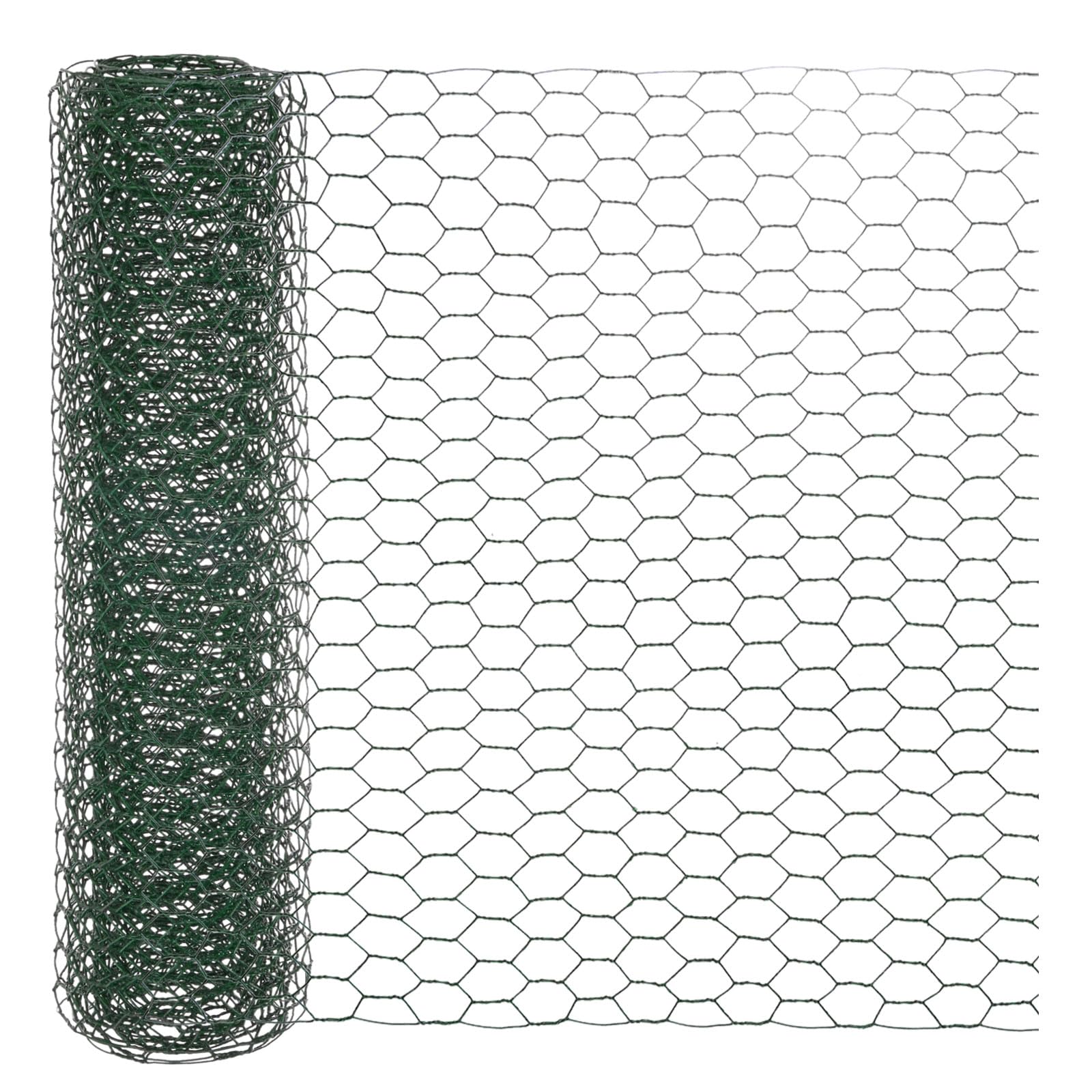 M METERXITY Chicken Wire for Floral Arrangements, 35cm x 2m in Galvanized Iron Hexagonal PVC Coated for Crafts/Poultry/Garden, Chicken Wire Netting Fence Mesh [Green]