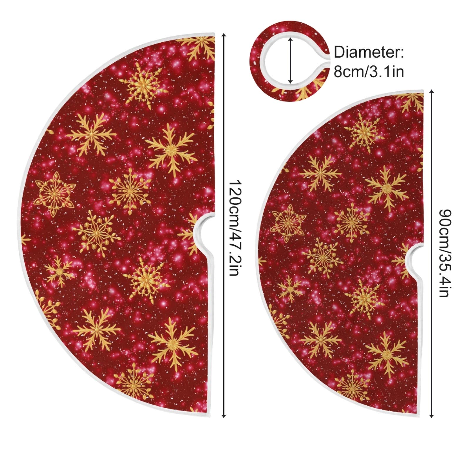 Mateju Kerstboom Rok Rode Sneeuwvlok 28/36/48 Inch, Kerstboom Rok Zachte Pluche Base Vloermat Cover Kerstfeest Decoraties Feestelijke vakantie Ontwerp (Rood rendier, 36