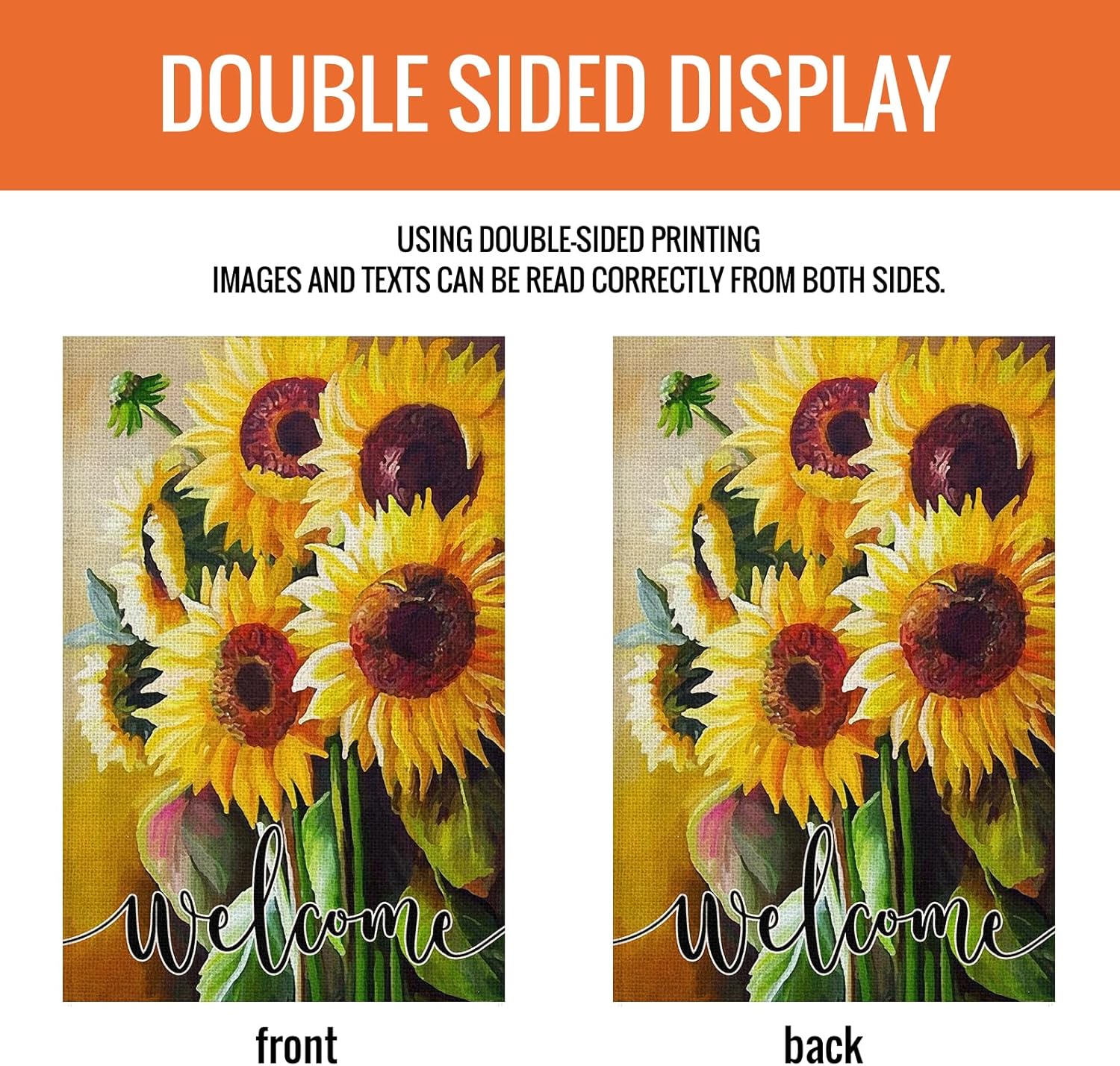 Sunflower Welcome Garden Flag 12 x 18 Inch Double Sided Small Burlap Garden Flags for Outside Spring Summer Yard Farmhouse Holiday Lawn House Decoration - Image 3