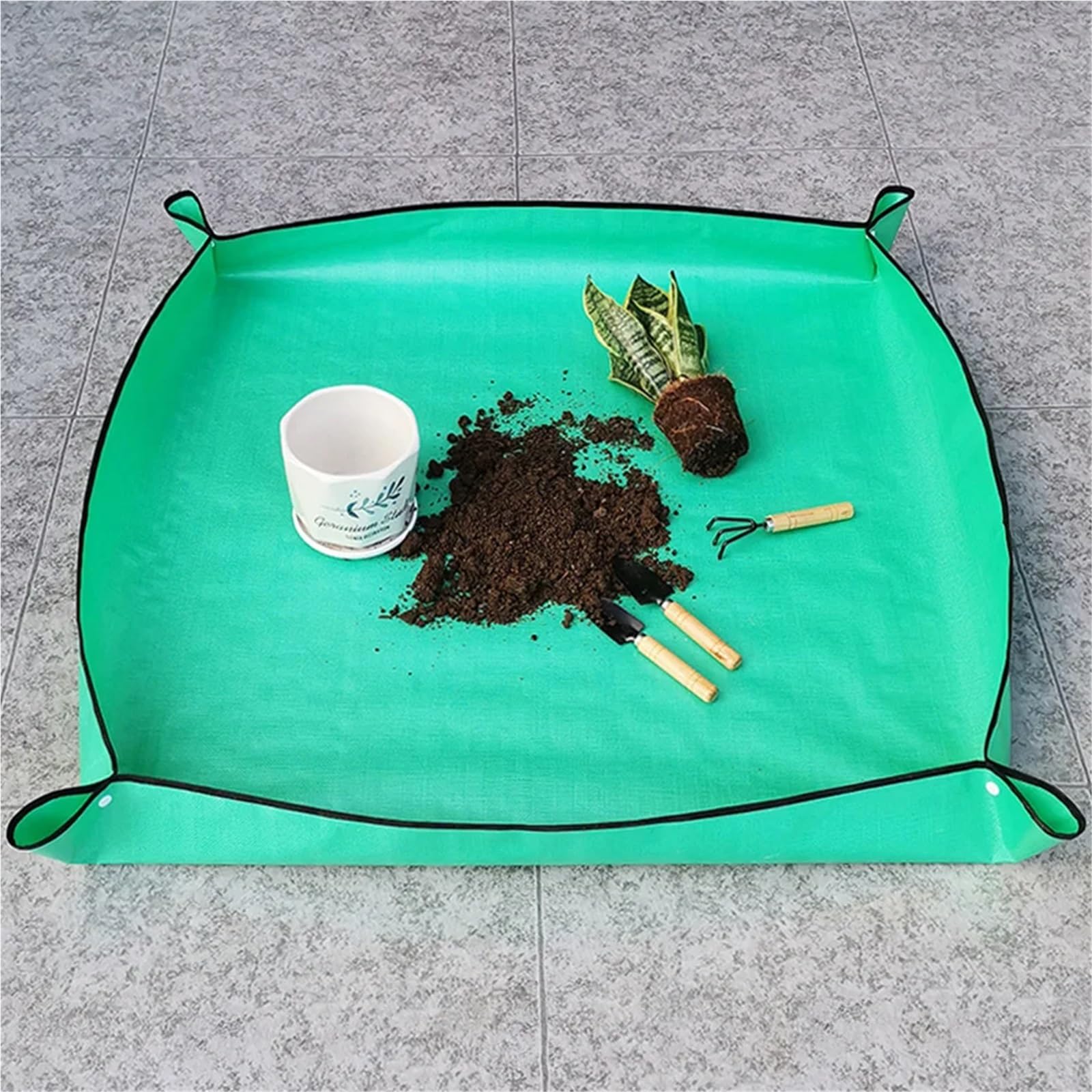 Tapis de Jardinage Imperméable Tapis d'empotage Succulent d'intérieur, Outil de Jardin étanche, Portable, for la Transplantation Plantes et Le contrôle saleté(Green 100x100cm)