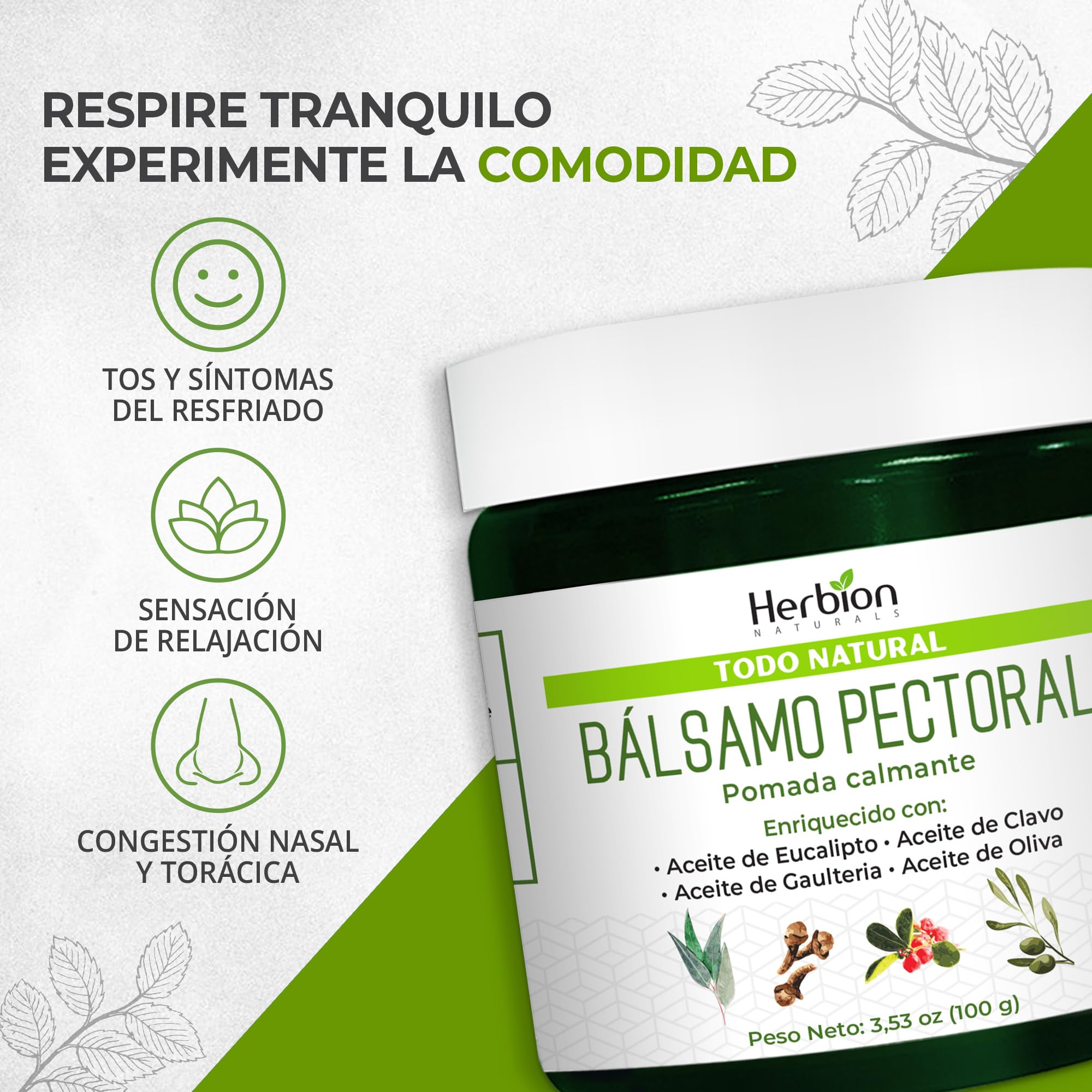 Herbion Naturals Chest Rub, ungüento calmante natural, alivia la congestión del pecho, reduce los dolores musculares, adultos y niños de 2 años y más, 3.53 Oz
