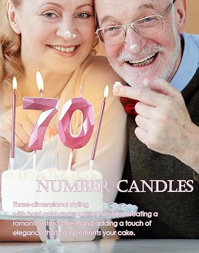 Miniatura 9 de Velas de cumpleaños número 30 de oro rosa con 6 velas largas de cumpleaños, velas de cumpleaños para pasteles, decoraciones de fiesta de cumpleaños