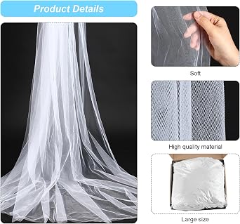 Windyun Netting Fabric Tulle 118 by 11 Yards (33 ft) Spool Mesh Fabric for Wedding Baby Shower Party Decorations DIY Tutu Skirts Crafts Garden Large Mosquito Nets Tulles Supplies(White)