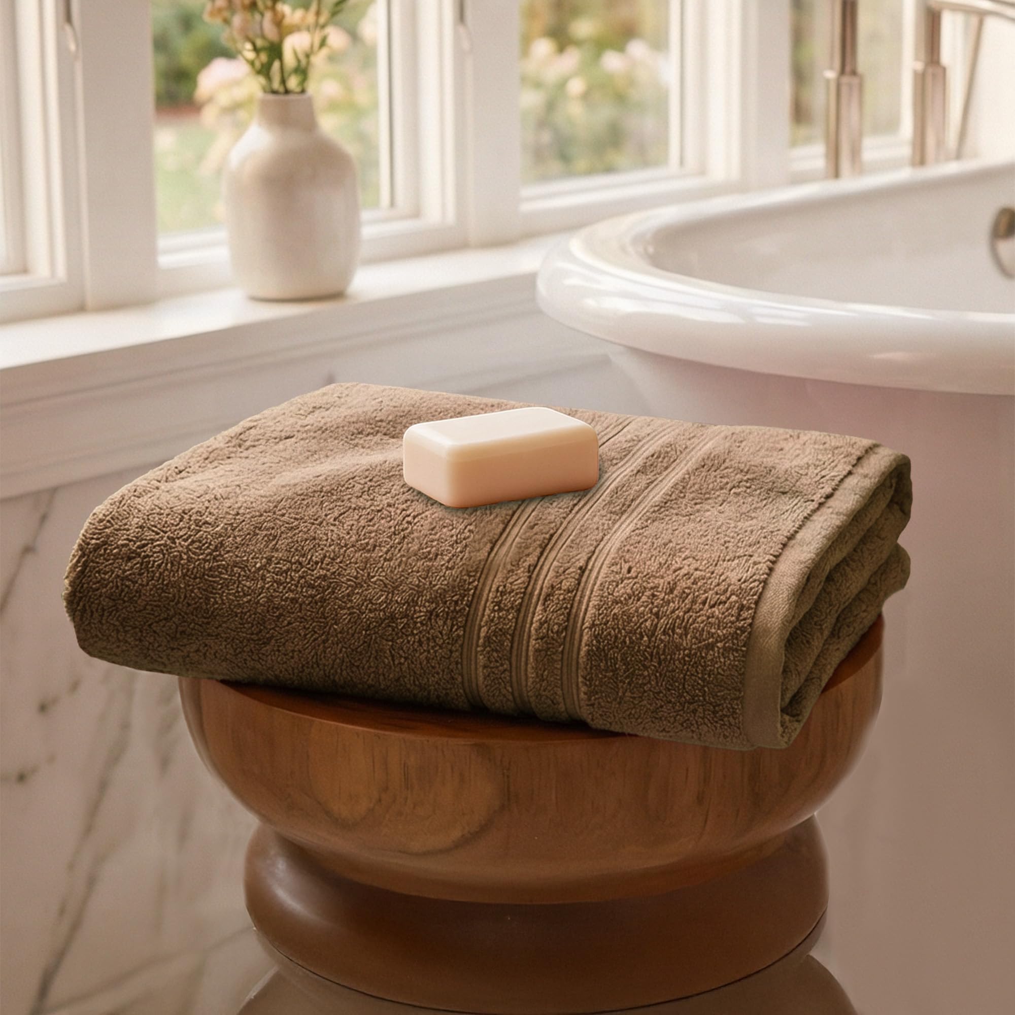 MYTRIDENT Bath Towel for Men/Women - Comfort Living, Quick Drying, Travel Friendly - 1 Piece Large Size 100% Cotton 400 GSM (70cmsx140cms) - Brown