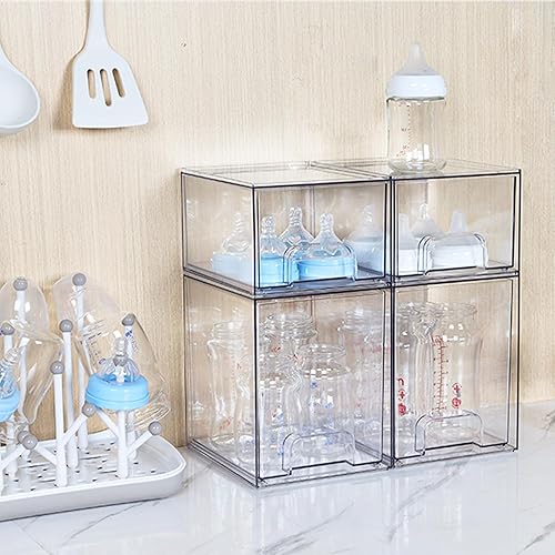 Miniatura 6 de Vtopmart Cajones de almacenamiento apilables transparentes de 7.6 pulgadas de alto, paquete de 4 cubos organizadores de plástico para cuidado de la