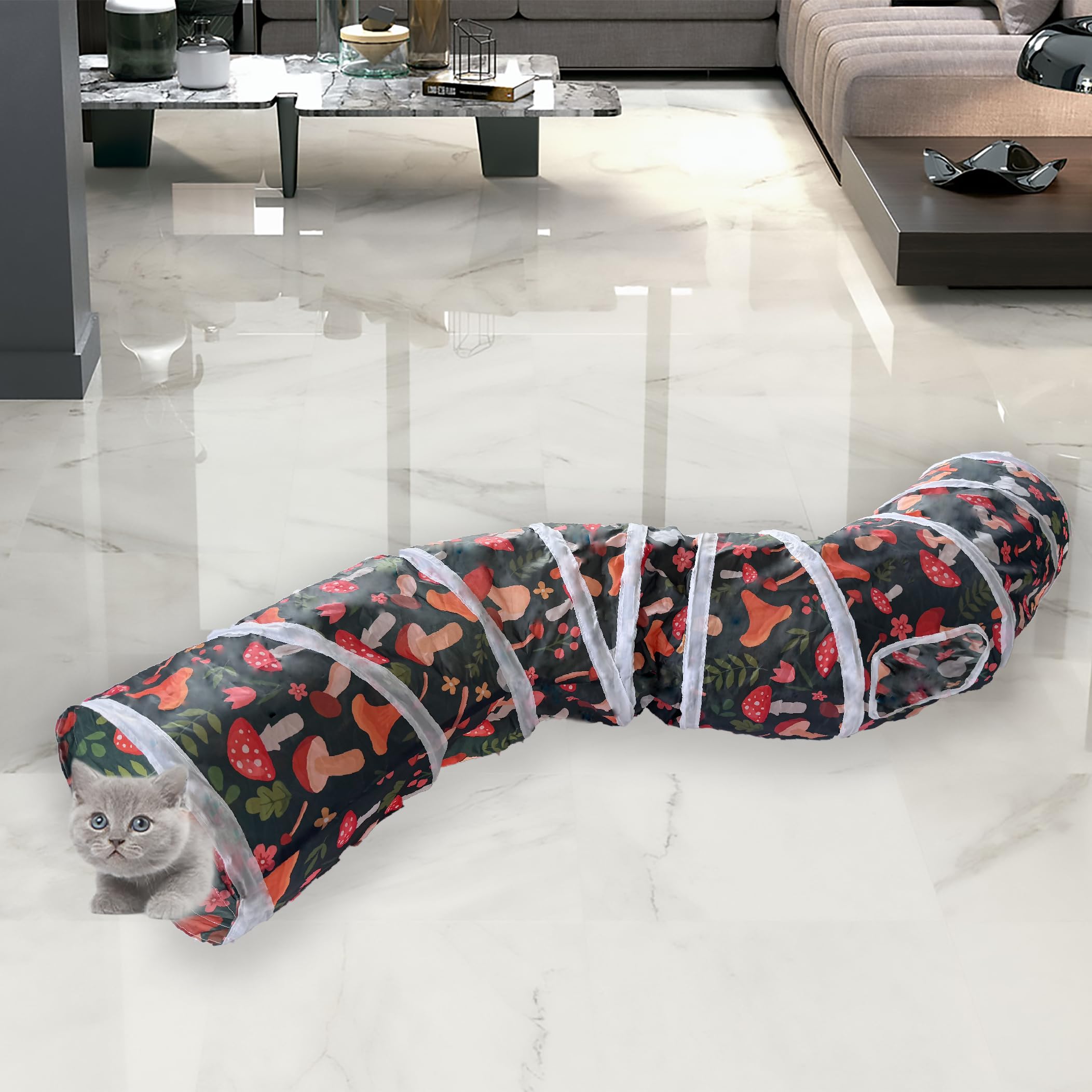 Sheldamy 2-Way Cat Tunnel - Collapsible Play Tunnel With Play Ball For Indoor Cats & Kittens (Rainbow) - View #5