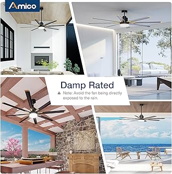 aimi　0507 Amico 100 Inch Ceiling Fan with Light, 8 Aluminum Reversible