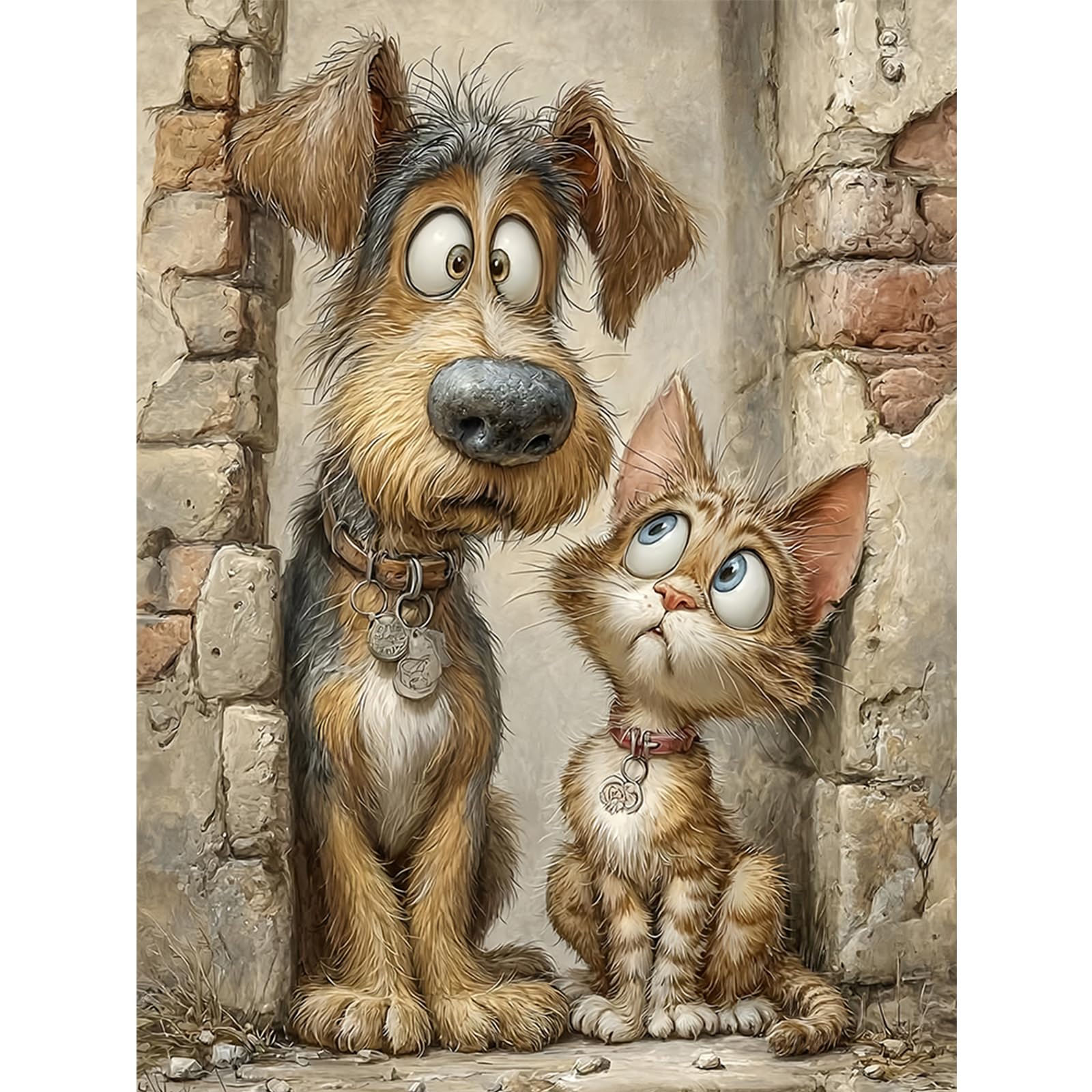 Cat Dog Animal Full Diy 5D Round Drill Gem Art Kits For Adults/Beginners Gift Idea Home Decor Diamond Art Diamond Dots Paintings Picture Arts Craft 30X40cm