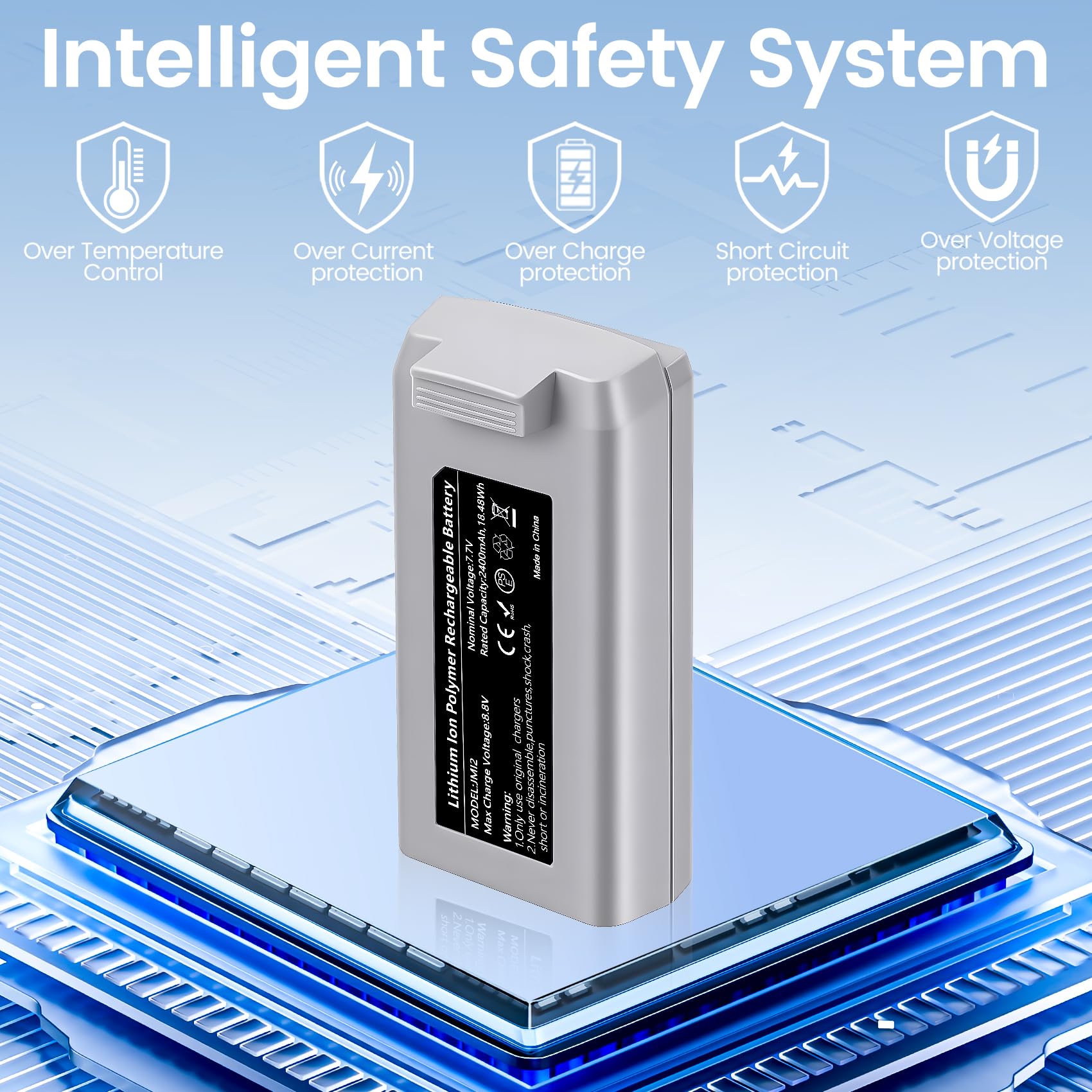 DJI Mini 4K/2 Series Batería de vuelo inteligente recargable 2400 mAh 7.7 V paquete de 2