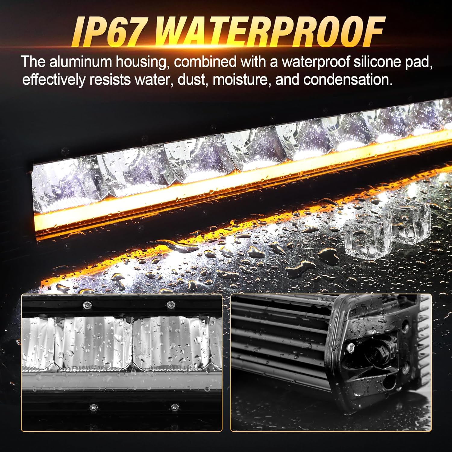 Willpower Slim 34 Inch 120W 12000LM Car LED Light Bar, Amber DRL, with 12V Wire Harness, Single Row Spot Off Road Driving Work Fog Lamps for Truck ATV Boat Pickup 4x4, IP67, 6000K White, Headlight