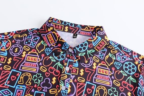 Men's Golf Polo Shirts Short Sleeve Performance Moisture Wicking Dry Fit Print Collared Funny Golf Polo Shirts for Men
