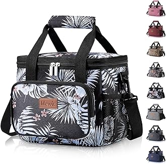 Lunch Bag 9L 12 Can Insulated Lunch Box Soft Cooler Cooling Tote for Adult Men Women, Flower