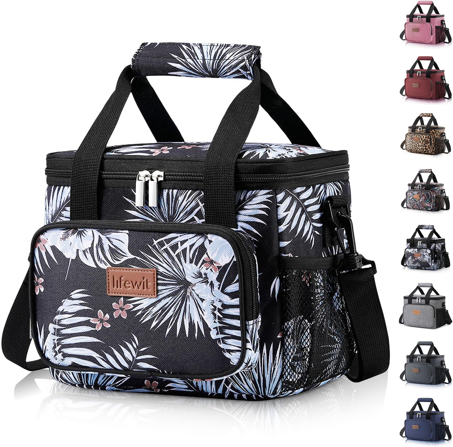 Lifewit Lunch Bag 8.5L 12 Can Insulated Lunch Box Soft Cooler Cooling Tote for Adult Men Women, Flower