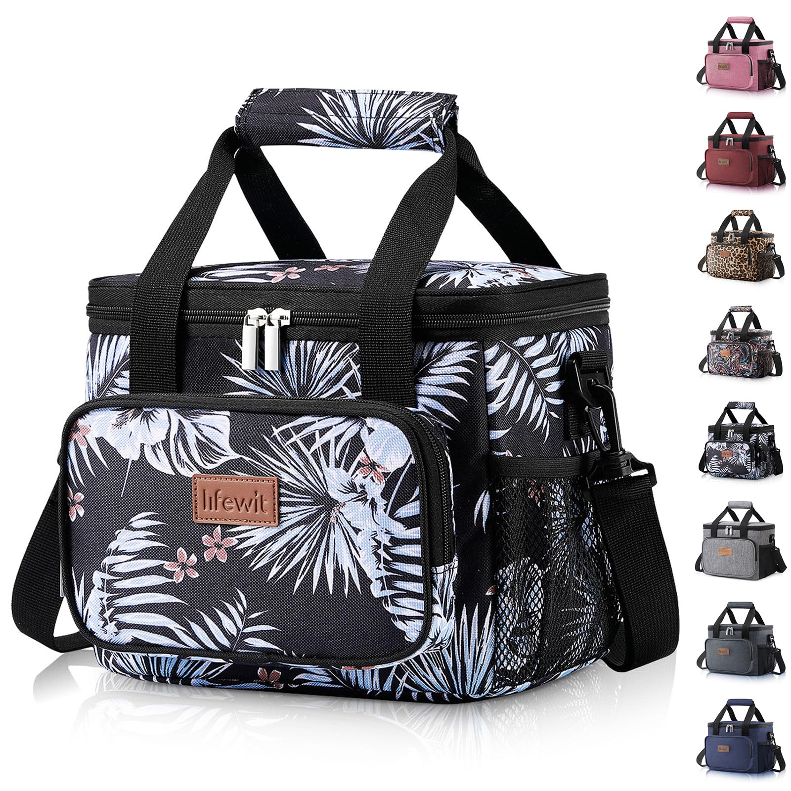 Lifewit Lunch Bag 8.5L 12 Can Insulated Lunch Box Soft Cooler Cooling Tote for Adult Men Women, Flower