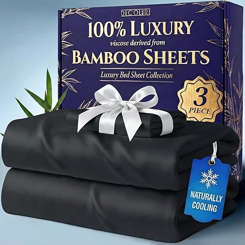 DECOLURE Sábanas 100% Viscosa Derivada de Bambú Tamaño Individual - Sábanas de Lujo de 3 Piezas Naturalmente Refrescantes, Juego de Cama Ultra Suave