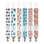 babygoal Baby Animal Pacifier Clips, 6 Pack Pacifier Holder for Boys and Girls Fits Most Pacifiers and Binkies 6MP18
