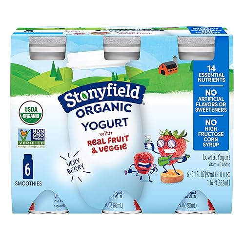 Stonyfield Organic Lowfat Yogurt Smoothies, Very Berry, 3.1 oz.,- #1