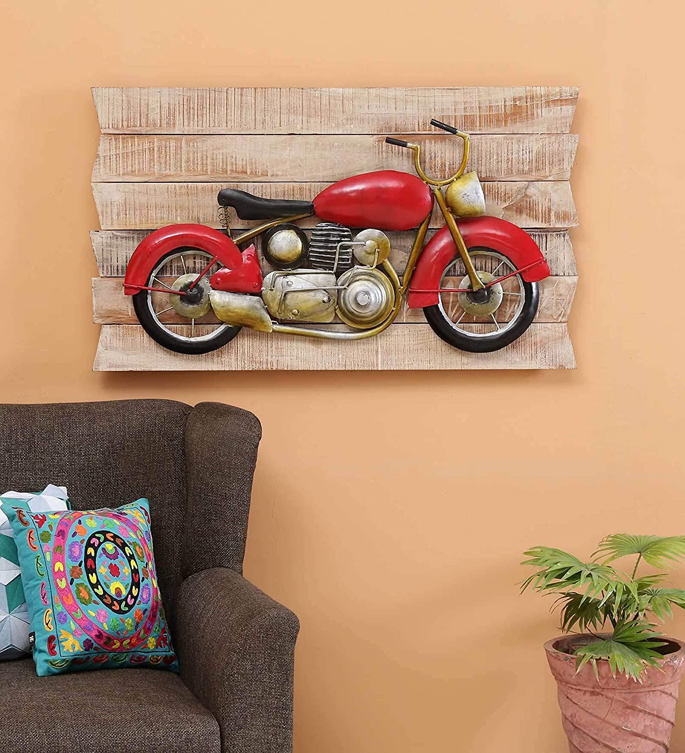 HARLEY壁掛け　木製 Buy Harley Davidson Metal Bike on Wood Frame Wall Decor