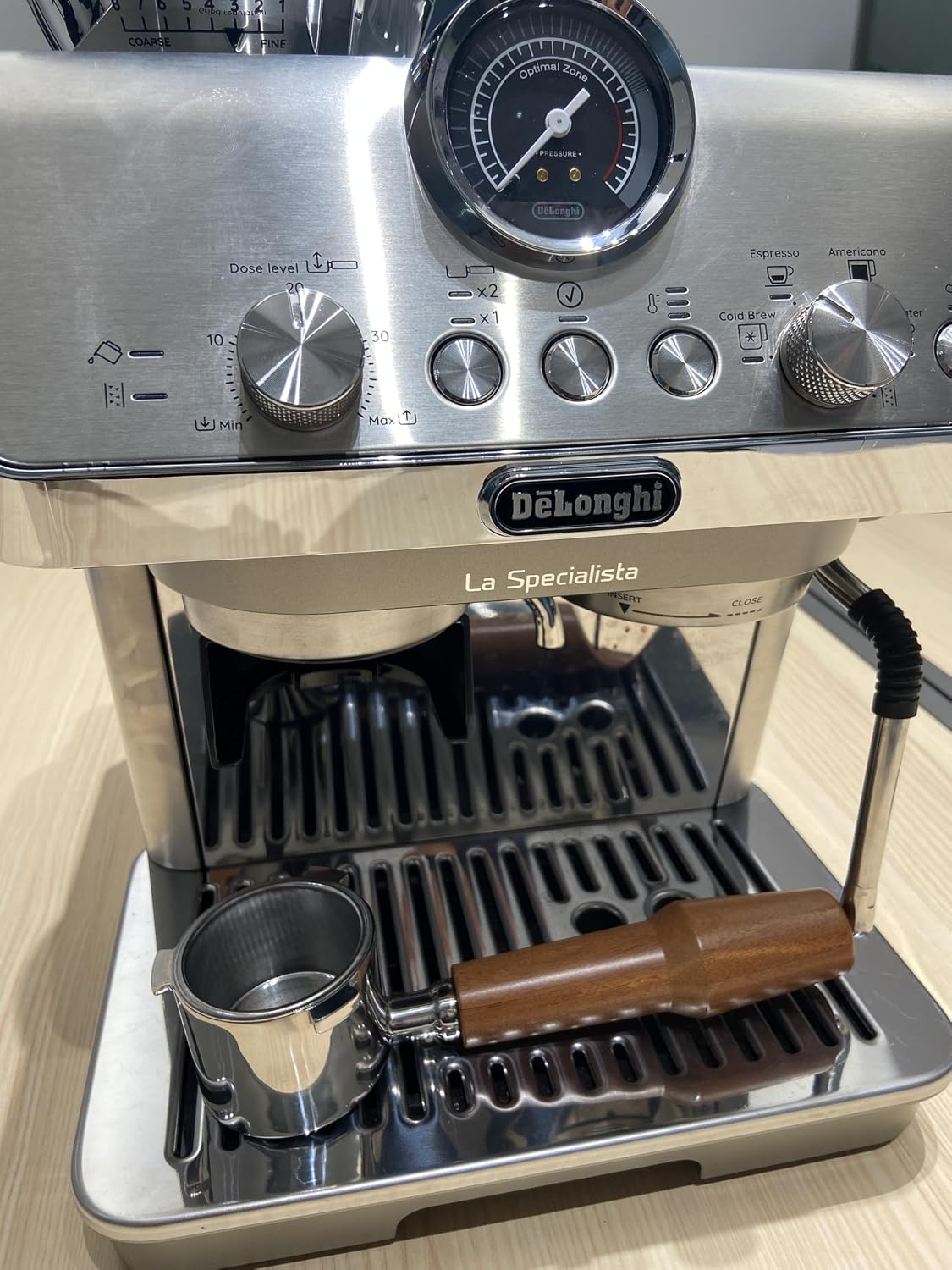 51mm Bottomless Portafilter Compatible with DeLonghi La Specialista Espresso Machine EC9335 EC9155 EC9665 EC9355 Dedica EC900/EC950 Stainless Steel Portafilter Filter Basket-Wooden Handle