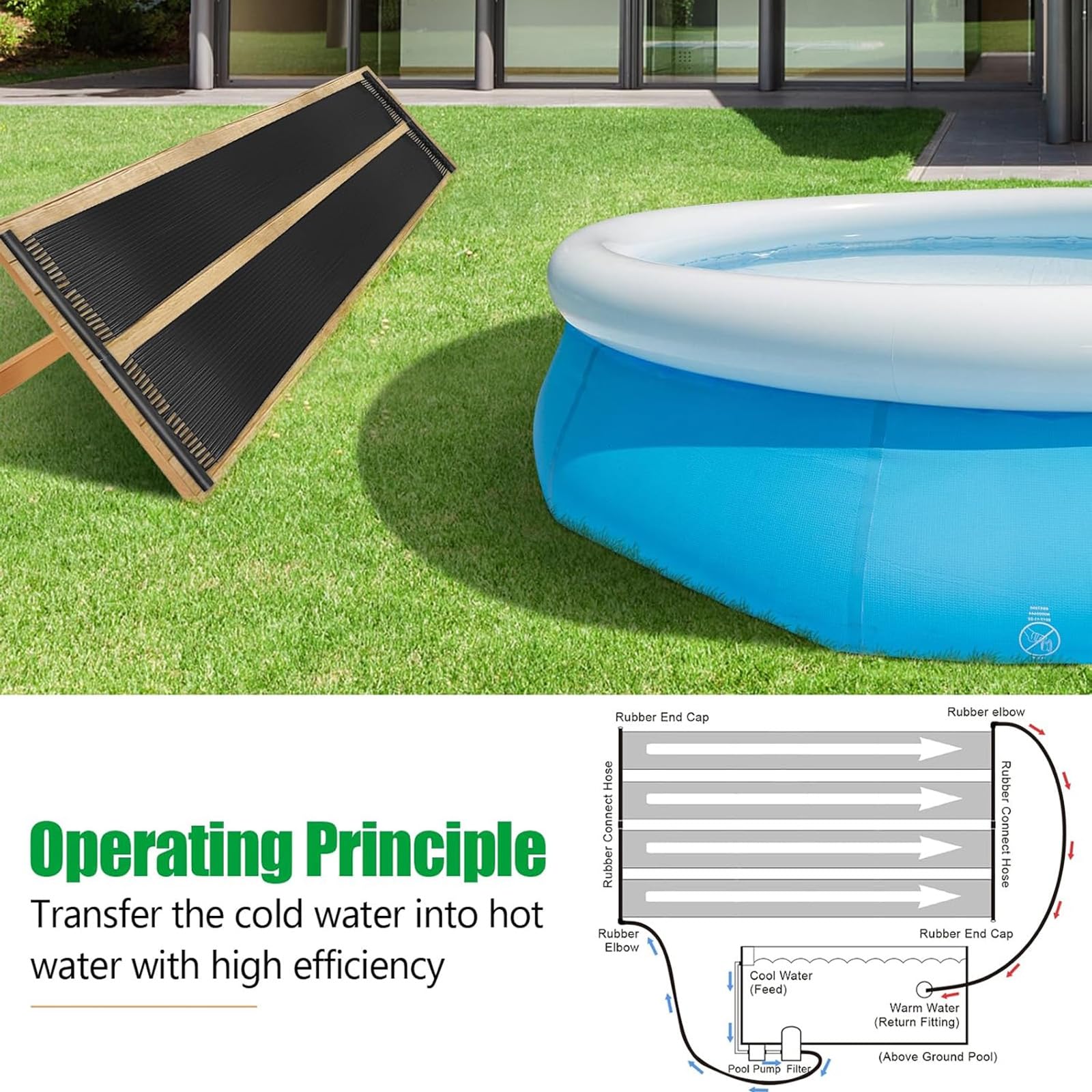 Inicio Piscina Estera Solar Calentadores de Calentador de Piscina Impermeable Esteras calefactoras Almohadilla colectora Solar Calentadores de Agua solares para Piscinas fáciles de Usar