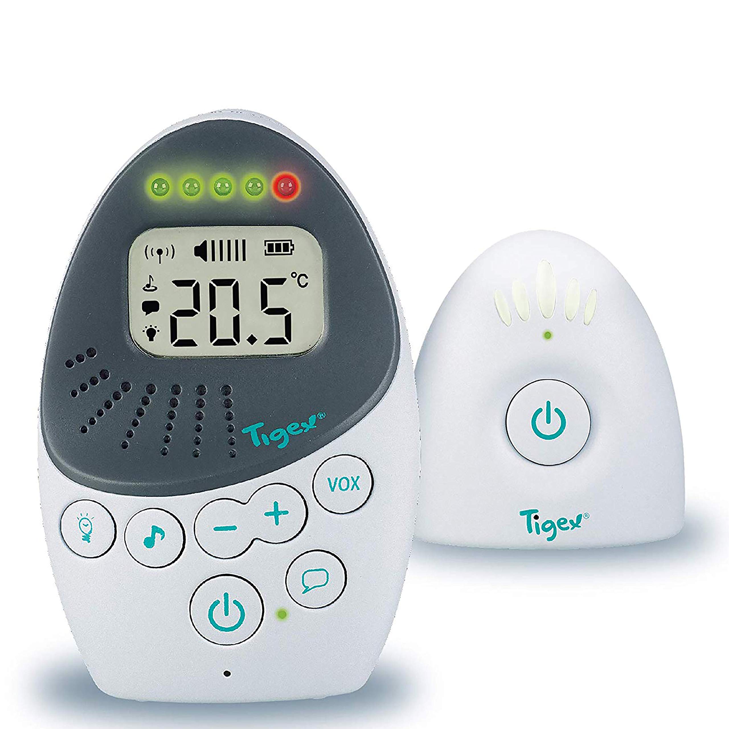 Tigex Elektroniczna niania Easy Protect Plus, słuchawki dla niemowląt, do ponownego ładowania, z trybem ekologicznym, krótkofalówką, kołysanką i lampką nocną
