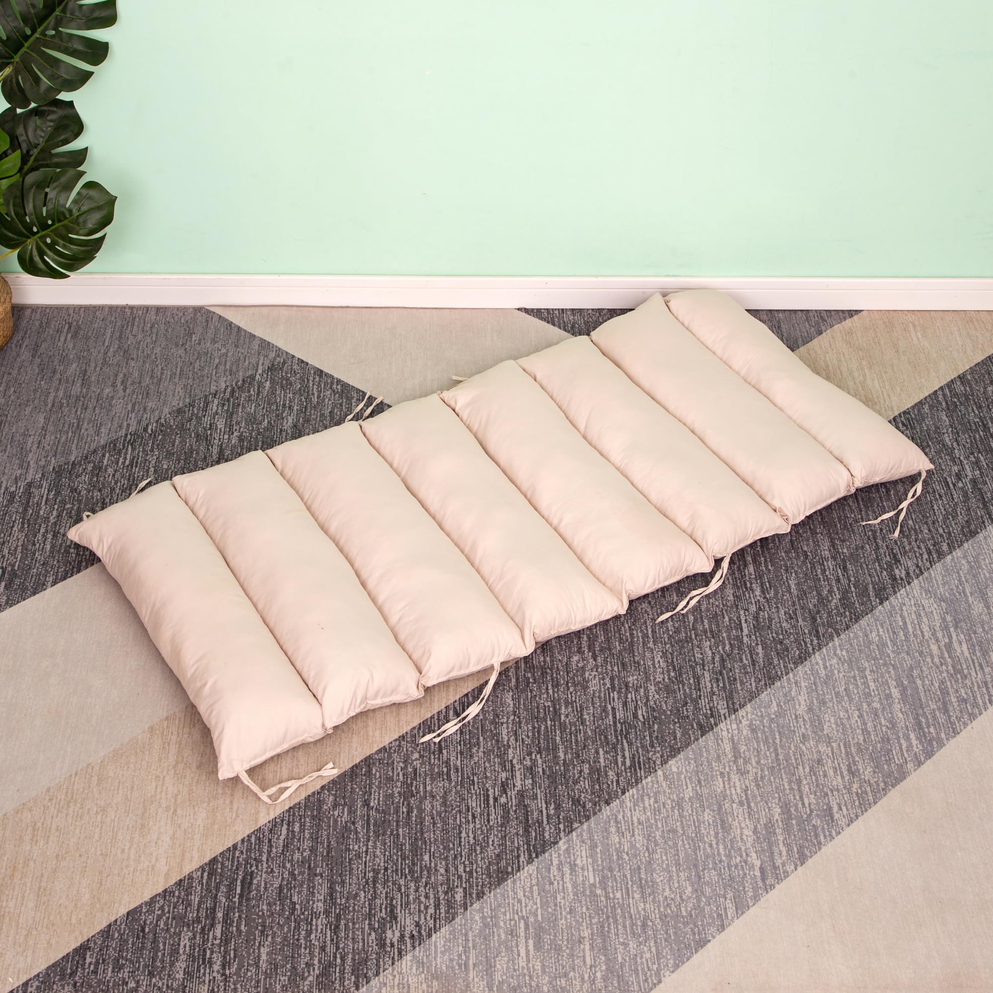 XXL Montessori-Kletterbogen mit Kissen und stabilen Beinen – Holz–Klettergerüst – 124x65x42 cm – Natur