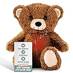 Gemma Joy Baby Sleep Soother Brown Bear for Baby - Cry Activated Heartbeat Stuffed Animal - Rechargeable Crib Soother with White Noise, Shush, Lullabies & Night Light - Newborn Essentials Must Haves