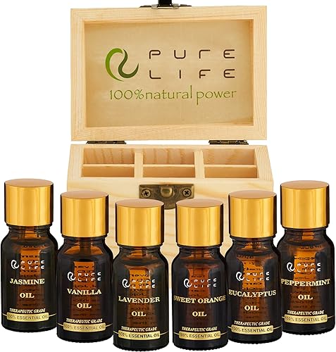 Pure Life Juego de aceites esenciales para aromaterapia difusora, aceites aromáticos 100% orgánicos para humidificador en casa y automóvil, aromas